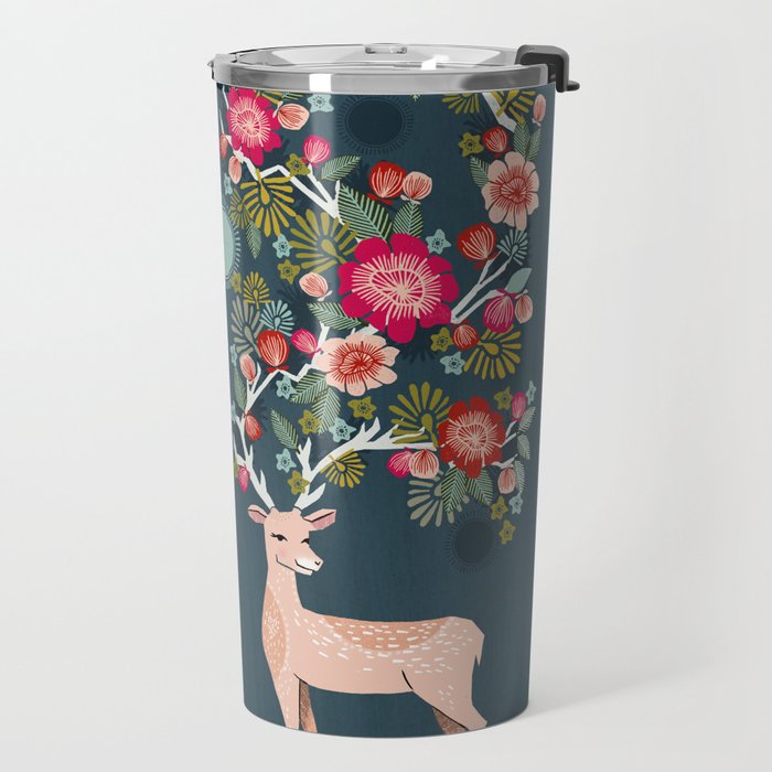 Deer with Flowers by Andrea Lauren  Travel Mug Gallery Image 2