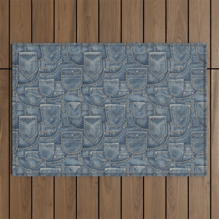 Jean Pockets - medium denim blue Outdoor Rug Gallery Image 1