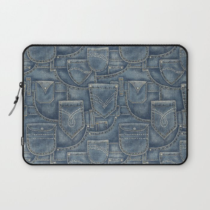 Jean Pockets - medium denim blue Laptop Sleeve Gallery Image 1
