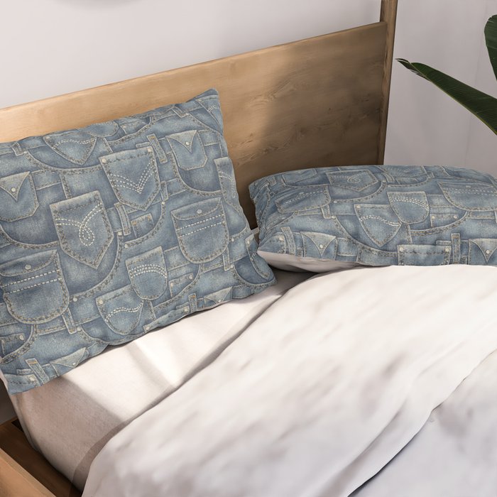 Jean Pockets - medium denim blue Pillow Sham Gallery Image 2