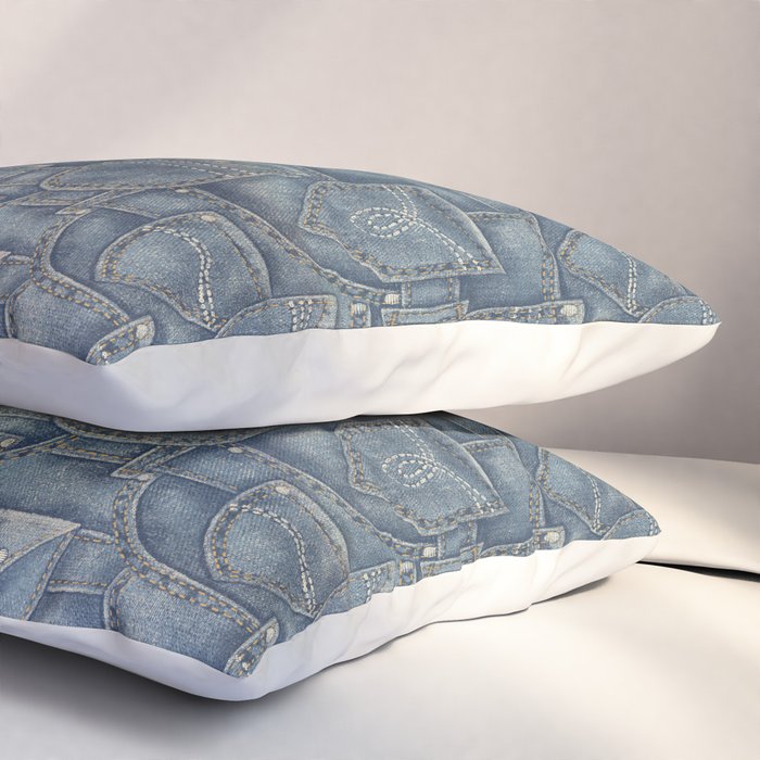 Jean Pockets - medium denim blue Pillow Sham Gallery Image 3