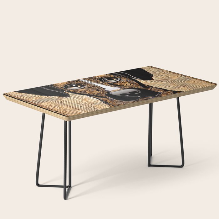 Black and Gold Klimt Dog with Geometric Pattern Coffee Table Gallery Image 1