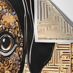 Black and Gold Klimt Dog with Geometric Pattern Wall Tapestry Gallery Image 3