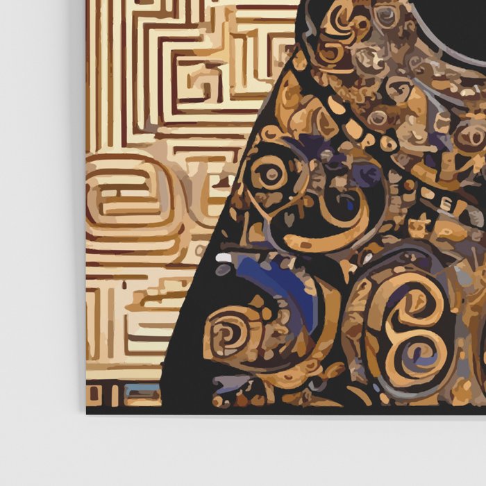 Black and Gold Klimt Dog with Geometric Pattern Poster Gallery Image 3