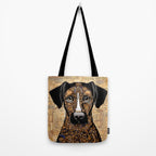 Black and Gold Klimt Dog with Geometric Pattern Tote Bag Gallery Image 2