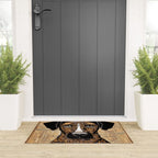 Black and Gold Klimt Dog with Geometric Pattern Welcome Mat Gallery Image 3