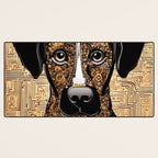 Black and Gold Klimt Dog with Geometric Pattern Desk Mat Gallery Image 3