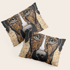 Black and Gold Klimt Dog with Geometric Pattern Pillow Sham Gallery Image 3