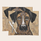 Black and Gold Klimt Dog with Geometric Pattern Placemat Gallery Image 1