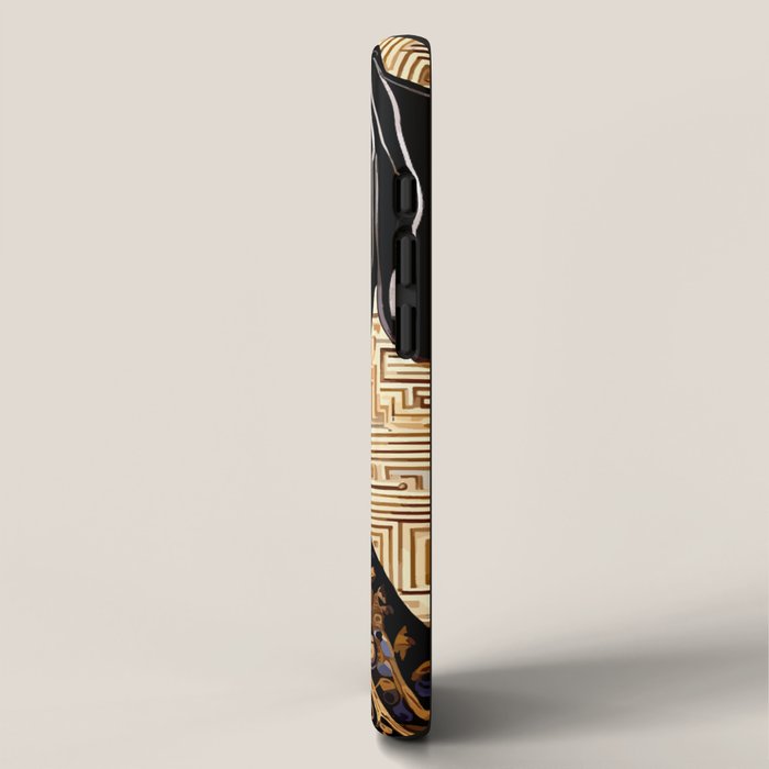 Black and Gold Klimt Dog with Geometric Pattern iPhone Case Gallery Image 2