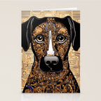 Black and Gold Klimt Dog with Geometric Pattern Stationery Card Gallery Image 2