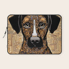 Black and Gold Klimt Dog with Geometric Pattern Laptop Sleeve Gallery Image 1