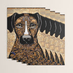 Black and Gold Klimt Dog with Geometric Pattern Wrapping Paper Gallery Image 3