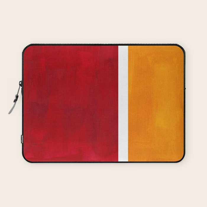 Burnt Red Yellow Ochre Mid Century Modern Abstract Minimalist Rothko Color Field Squares Laptop Sleeve Gallery Image 1