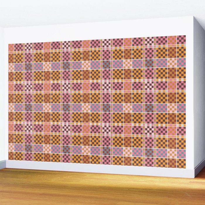 Vibrant Checkered Grid Wall Mural Gallery Image 2