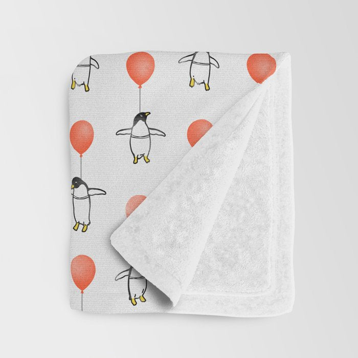 Penguin Balloons Pattern Throw Blanket Gallery Image 3