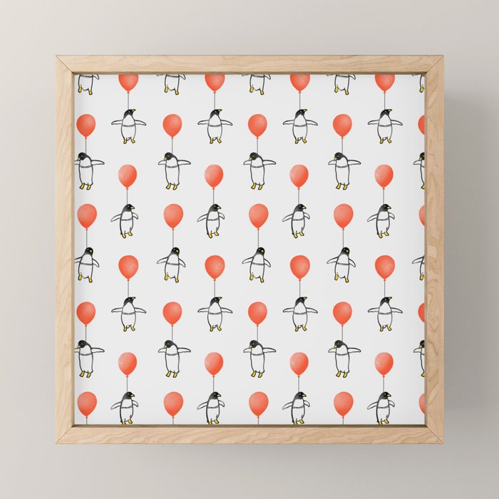 Penguin Balloons Pattern Mini Art Print Gallery Image 1