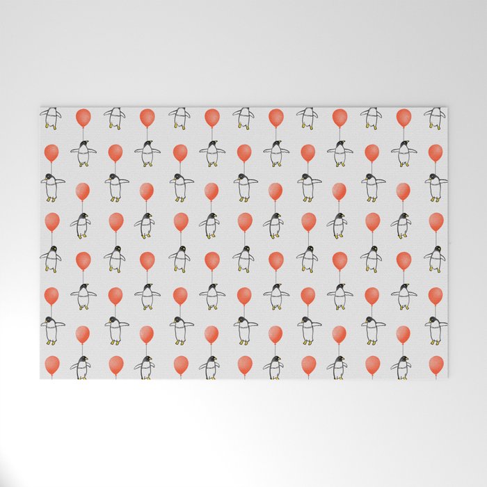 Penguin Balloons Pattern Welcome Mat Gallery Image 1