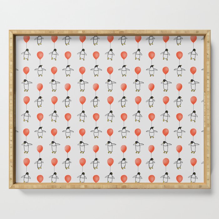 Penguin Balloons Pattern Serving Tray Gallery Image 1
