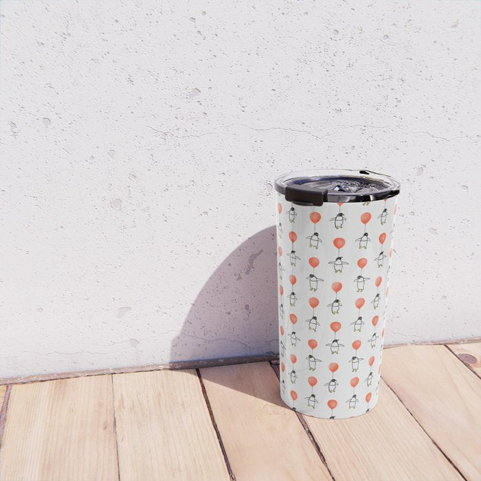 Penguin Balloons Pattern Travel Mug Gallery Image 4