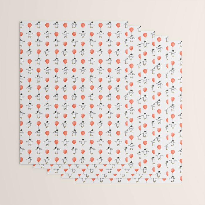 Penguin Balloons Pattern Wrapping Paper Gallery Image 3