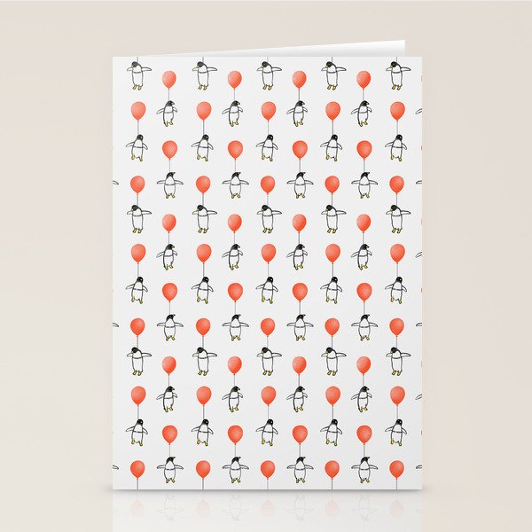 Penguin Balloons Pattern Stationery Card Gallery Image 2