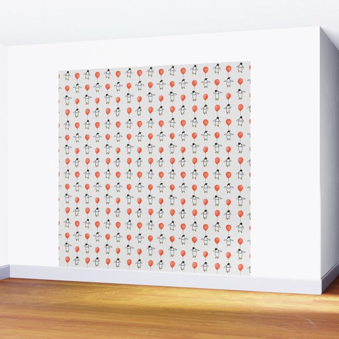 Penguin Balloons Pattern Wall Mural Gallery Image 2