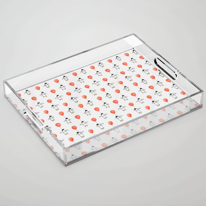 Penguin Balloons Pattern Acrylic Tray Gallery Image 1