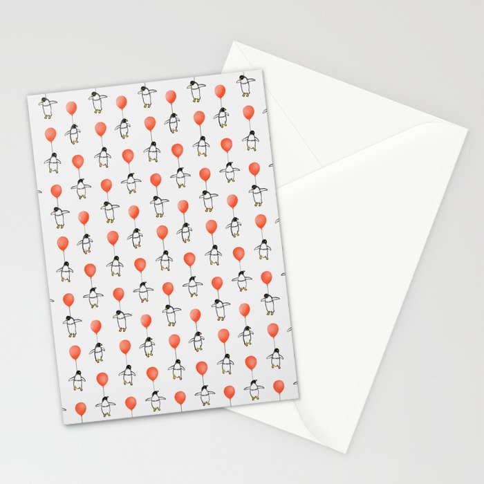 Penguin Balloons Pattern Stationery Card Gallery Image 2