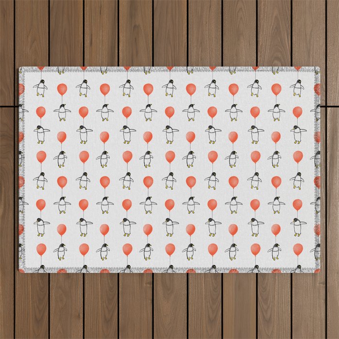Penguin Balloons Pattern Outdoor Rug Gallery Image 1