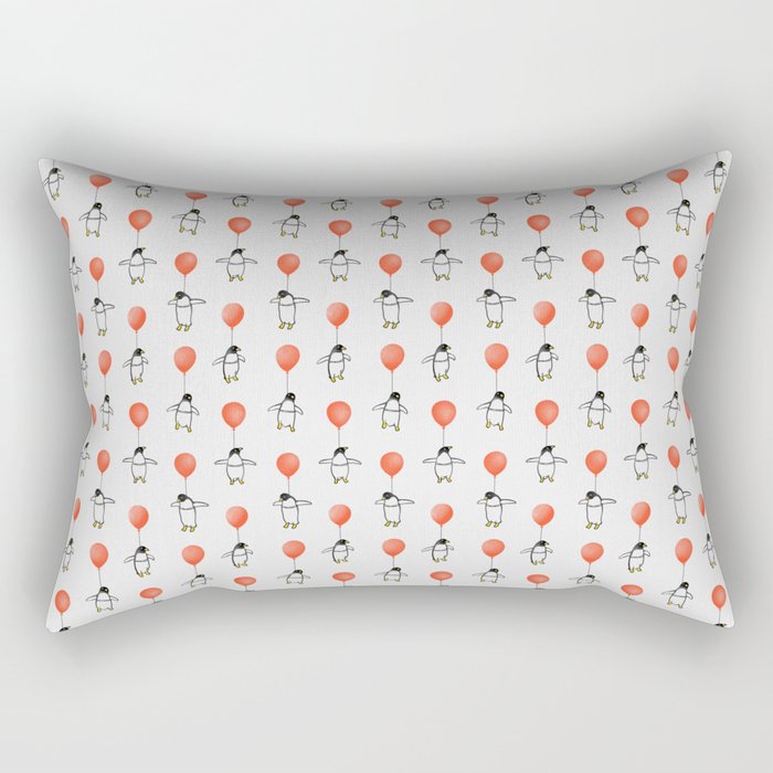 Penguin Balloons Pattern Rectangular Pillow Gallery Image 1