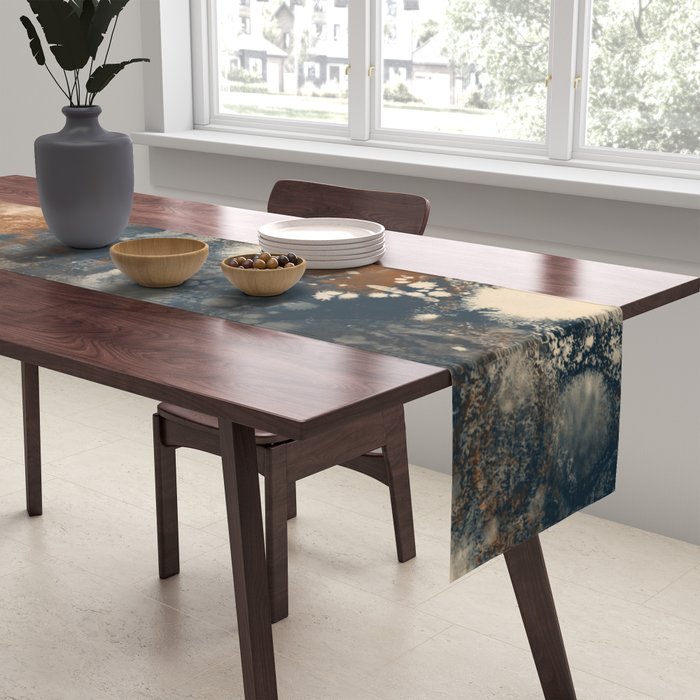 Earth watercolor splashes Table Runner Gallery Image 2