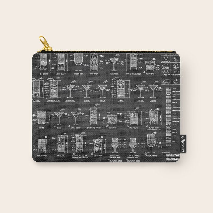 Black Cocktail Recipes Guide Carry All Pouch Gallery Image 1