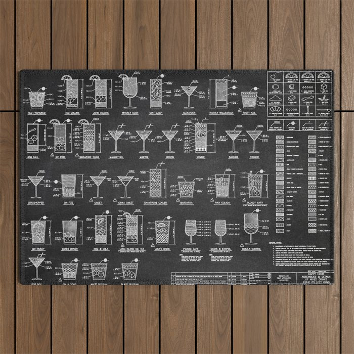 Black Cocktail Recipes Guide Outdoor Rug Gallery Image 1