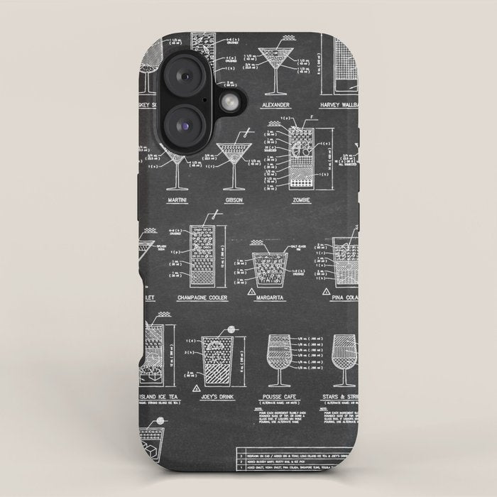 Black Cocktail Recipes Guide iPhone Case Gallery Image 1