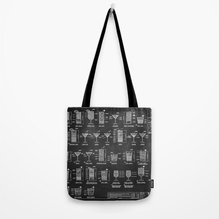 Black Cocktail Recipes Guide Tote Bag Gallery Image 2
