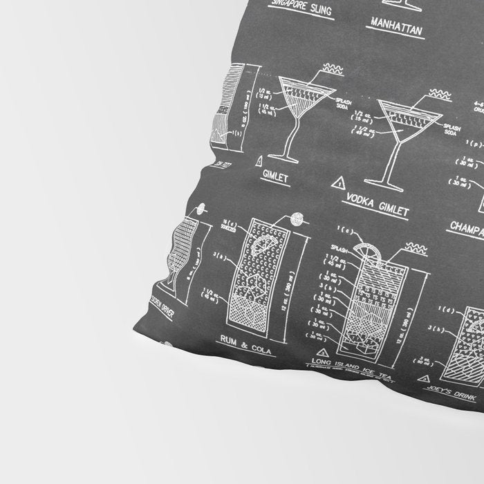 Black Cocktail Recipes Guide Pillow Sham Gallery Image 4