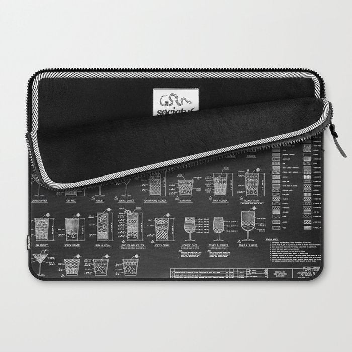 Black Cocktail Recipes Guide Laptop Sleeve Gallery Image 2