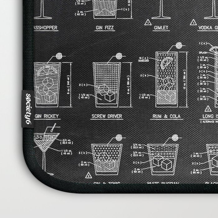 Black Cocktail Recipes Guide Laptop Sleeve Gallery Image 3