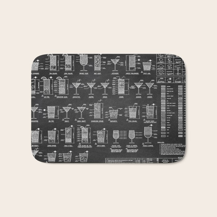 Black Cocktail Recipes Guide Bath Mat Gallery Image 1