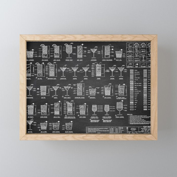 Black Cocktail Recipes Guide Mini Art Print Gallery Image 1