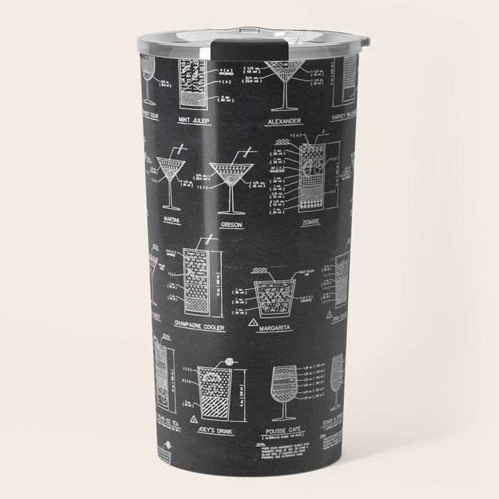 Black Cocktail Recipes Guide Travel Mug Gallery Image 1