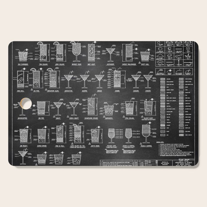 Black Cocktail Recipes Guide Cutting Board Gallery Image 1