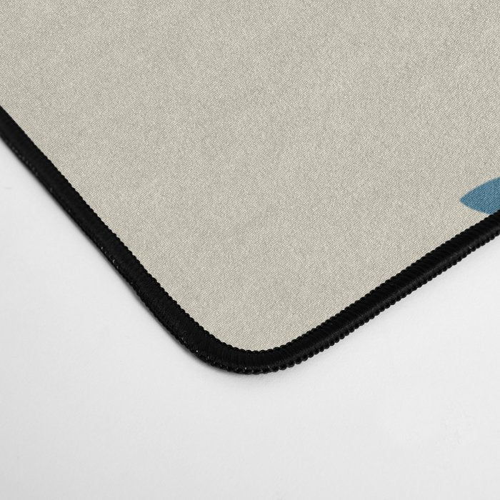 Maldives Leaves Abstract Pattern in Boho Blue and Beige Desk Mat Gallery Image 4