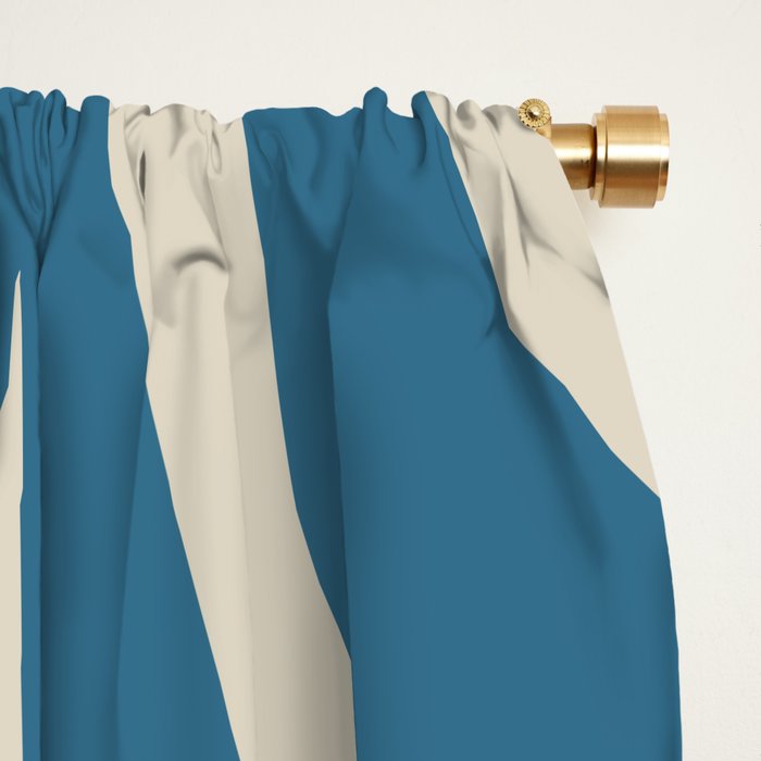 Maldives Leaves Abstract Pattern in Boho Blue and Beige Window Curtain Gallery Image 2
