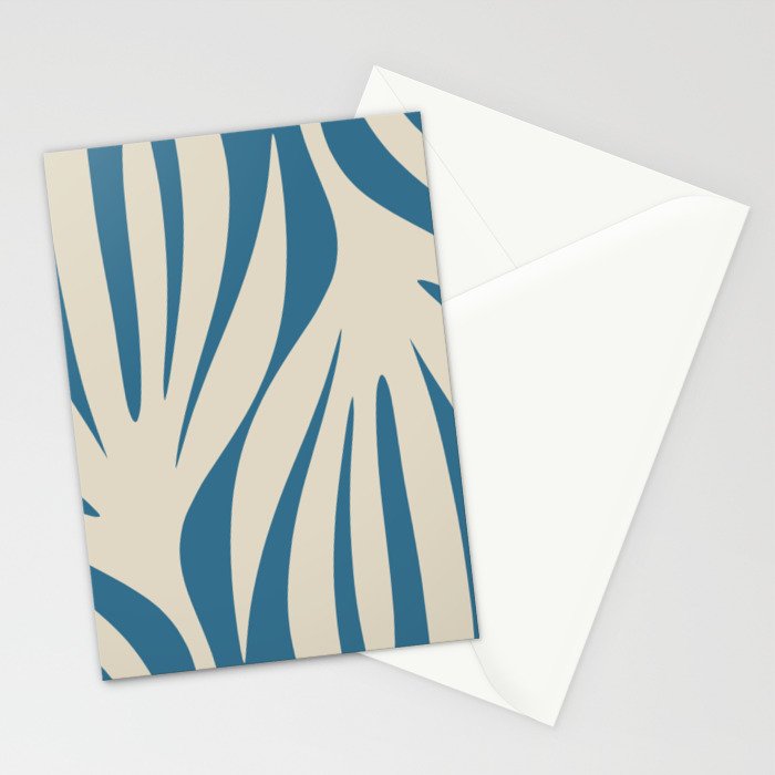 Maldives Leaves Abstract Pattern in Boho Blue and Beige Stationery Card Gallery Image 2