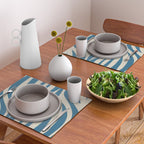 Maldives Leaves Abstract Pattern in Boho Blue and Beige Placemat Gallery Image 2