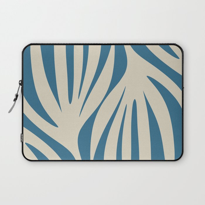 Maldives Leaves Abstract Pattern in Boho Blue and Beige Laptop Sleeve Gallery Image 1