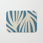 Maldives Leaves Abstract Pattern in Boho Blue and Beige Bath Mat Gallery Image 1