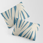 Maldives Leaves Abstract Pattern in Boho Blue and Beige Pillow Sham Gallery Image 3